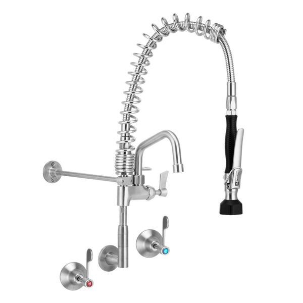 3Monkeez T 3M53816 C Compact Stainless Steel Wall Stops And Elbow Pre Rinse Unit With 6 Pot Filler