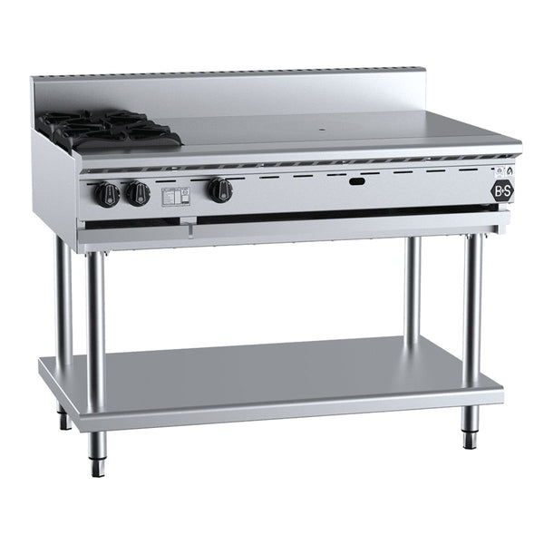 B+S Black BT-SB2-TT9 Combination Two Open Burners and 900mm Target Top on Stand