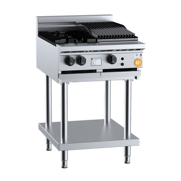 B+S K+ KBT-SB2-CBR3 Combination Two Open Burners and 300mm Char Broiler on Stand