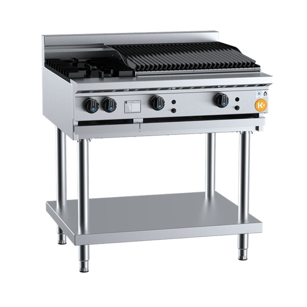 B+S K+ KBT-SB2-CBR6 Combination Two Open Burners and 600mm Char Broiler on Stand