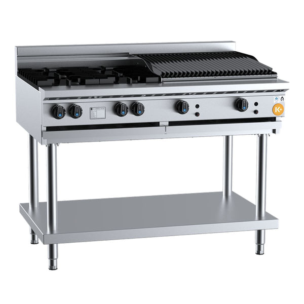 B+S K+ KBT-SB4-CBR6 Combination Four Open Burners and 600mm Char Broiler on Stand