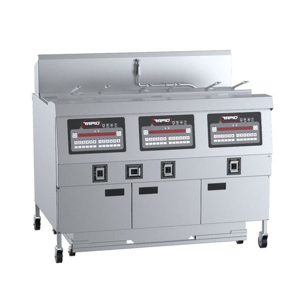 B+S Rapid RF-3E Three Pan Six Basket Electric Fryer 13.5 +13.5 +13.5 Kilowatt