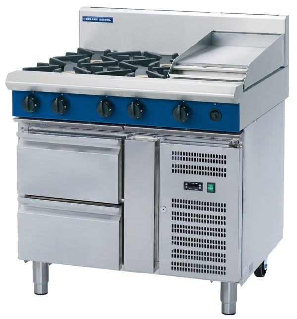 Blue Seal Evolution G516C-RB, 4 Burner with 300mm Griddle Cooktop with Refrigerated Base