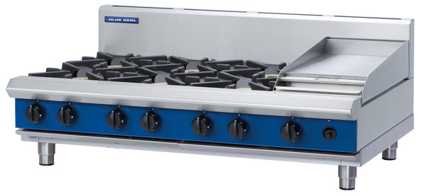 Blue Seal Evolution G518C-B, 6 Burner with 300mm Griddle Cooktop with Bench Base