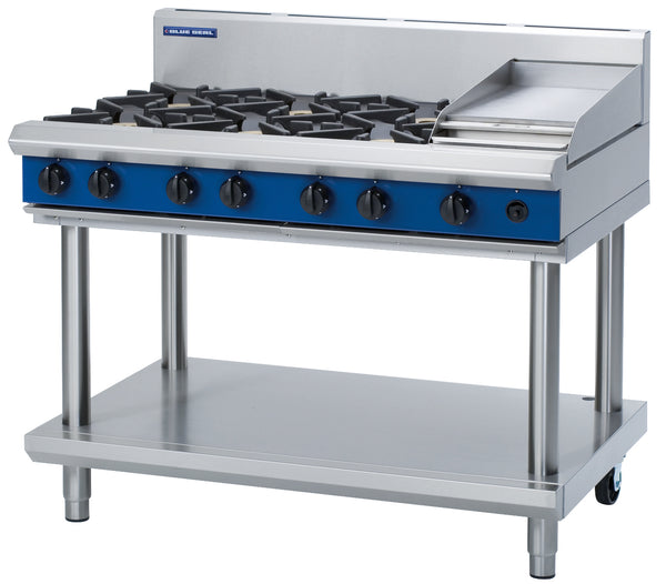 Blue Seal Evolution G518C-LS, 6 Burner with 300mm Griddle Cooktop with Leg Stand
