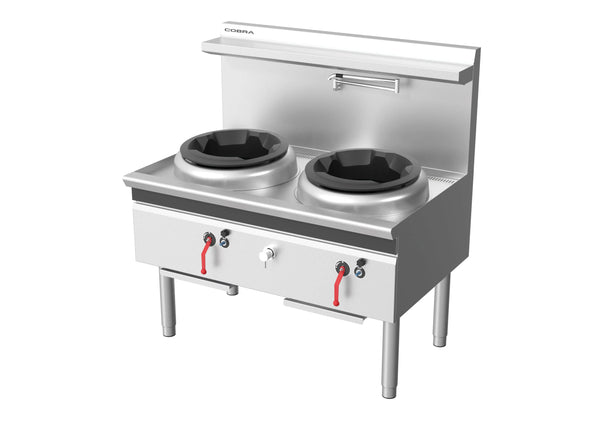 Cobra CW2H-CD, Waterless Wok with 1 Chimney Burner and 1 Duckbill Burner
