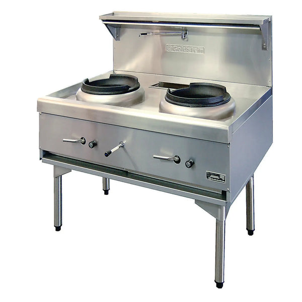 Goldstein CWA2, 2 Burner Air Cooled Chinese Wok with the Choice of a Heavy Duty Dual Ringed Burner, an Energy Efficient Mongolian Burner, or a Heavy Duty Duckbill Burner