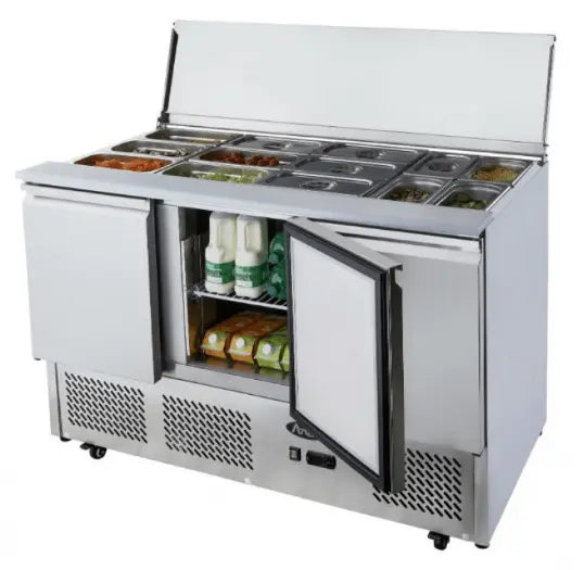 Atosa ESL3850, 3 Door Sliding Lid Saladette Prep Fridge 380L