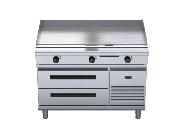 Waldorf 800 GPL8120E-RB, 1200mm Griddle Low Back Model with Refrigerated Base