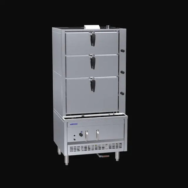 LUUS Auto-Refill Steam Cabinet SCM-90, 900mm Wide 3 Deck