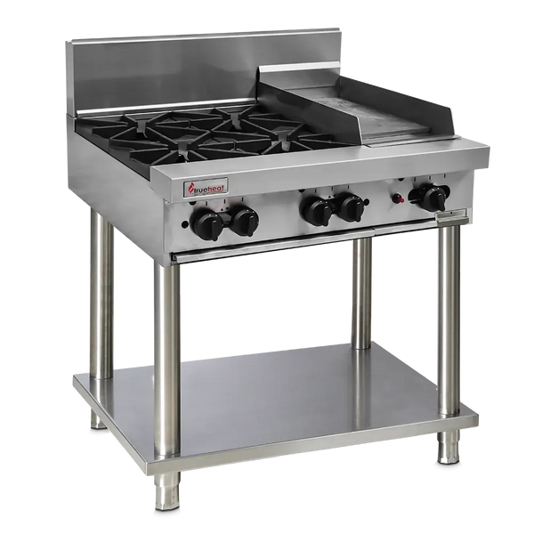 Trueheat RCT9-4-3G - 900mm Gas Cooktops with 4 Burners And 300mm Griddle Plate