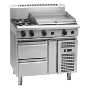 Waldorf 800 RNL8606G-CB, 2 Burner with 600mm Griddle Cooktop Low Back Model with Cabinet Base