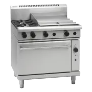 Waldorf 800 RNL8616GC, 2 Burner with 600mm Griddle Convection Oven Range Low Back Model