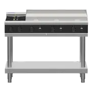 Waldorf Bold RNLB8809G-LS, 2 Burner with 900mm Griddle Cooktop Low Back Model with Leg Stand