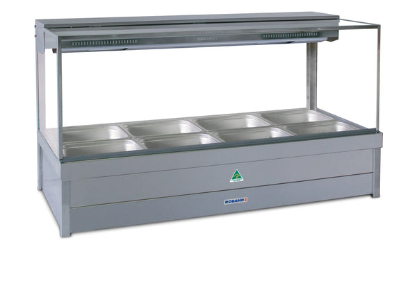Roband S24 Square Glass Hot Food Display Bar - No Doors - 8 x 1/2 size, double row