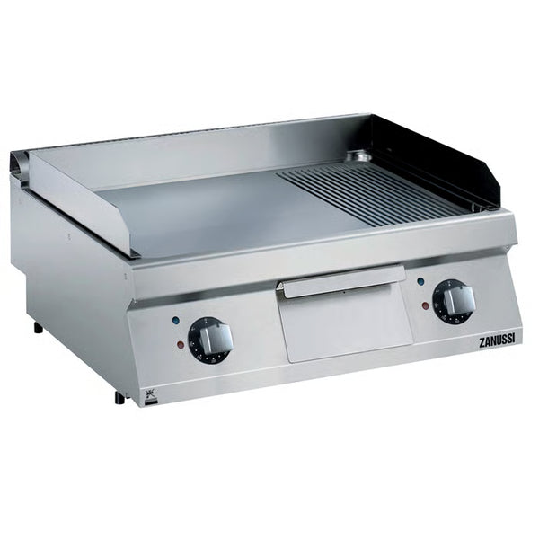 Zanussi EVO700 372197, 800mm Fry Top with Smooth and Ribbed Polished Chrome Plate