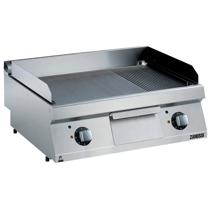 Zanussi EVO700 372347, 800mm Fry Top with Smooth and Ribbed Brushed Chrome Plate
