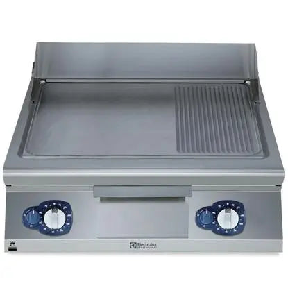 Electrolux Modular Cooking Range Line 900XP 391403, 800mm Gas Fry Top Smooth and Ribbed Brushed Chrome Plate