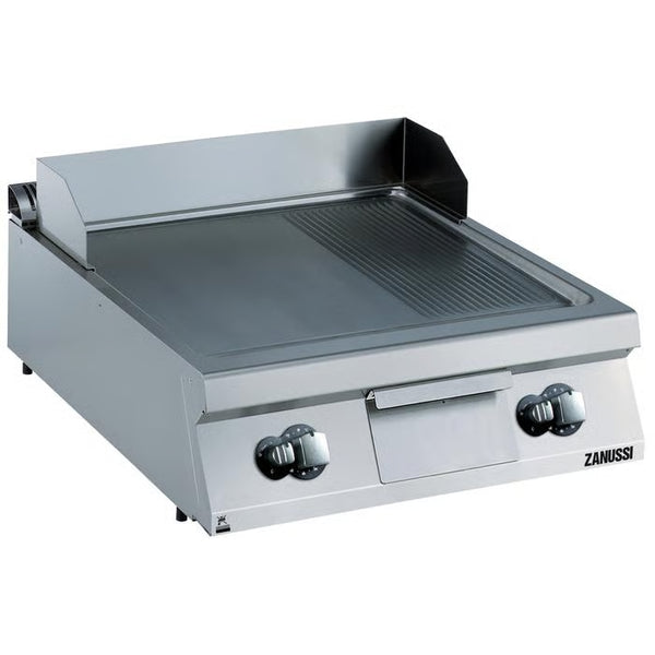 Zanussi EVO900 392403, 800mm Fry Top with 2/3 Smooth 1/3 Ribbed Brushed Chrome Horizontal Plate