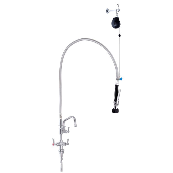 3Monkeez T 3M53506 Stainless Steel Line Retractor Dual Hob Mounted Pre Rinse Unit With 6 Pot Filler