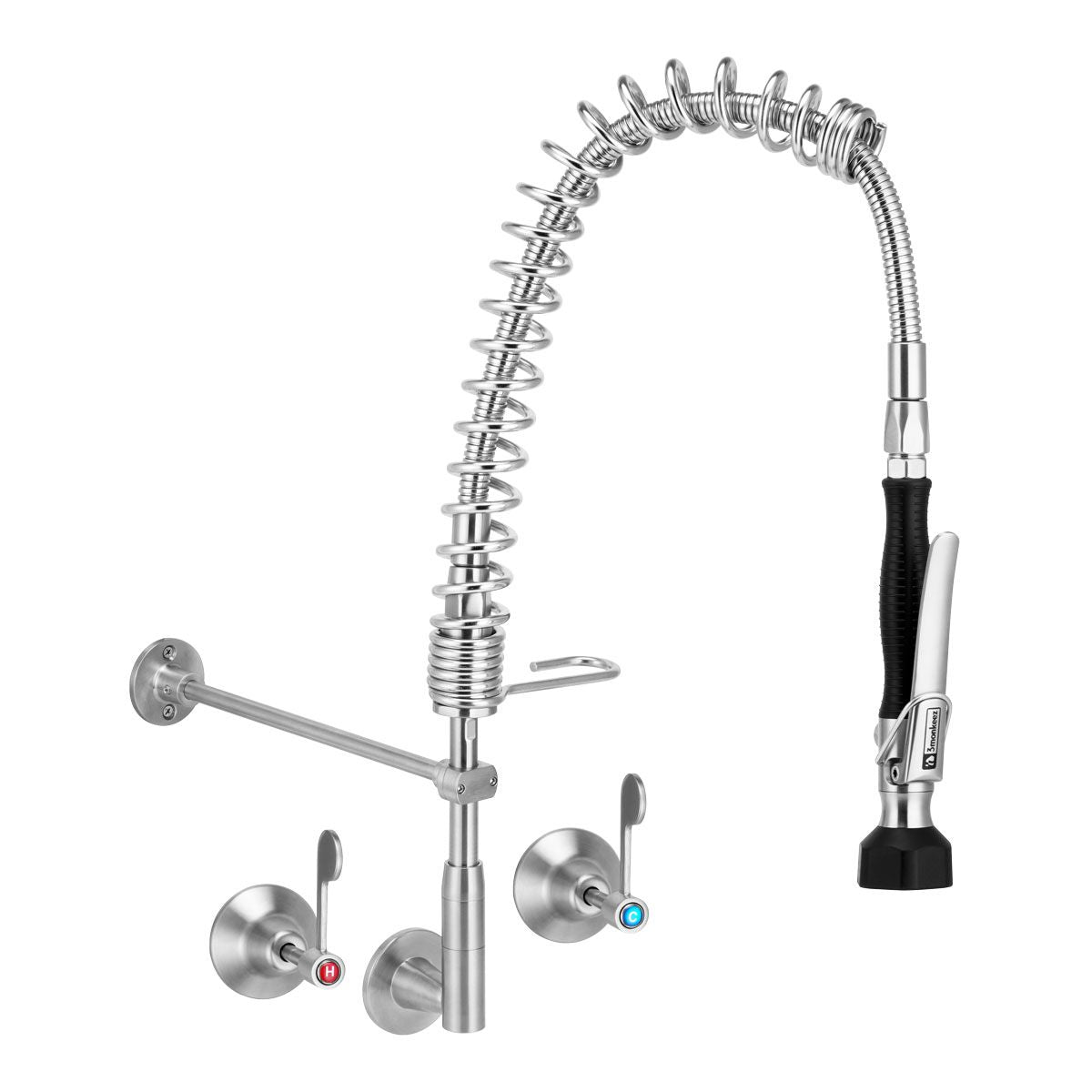 3Monkeez T 3M53810 C Compact Stainless Steel Wall Stops And Elbow Pre Rinse Unit