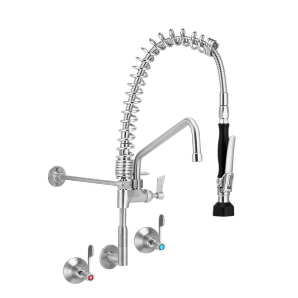 3Monkeez T 3M53822 C Compact Stainless Steel Wall Stops And Elbow Pre Rinse Unit With 12 Pot Filler