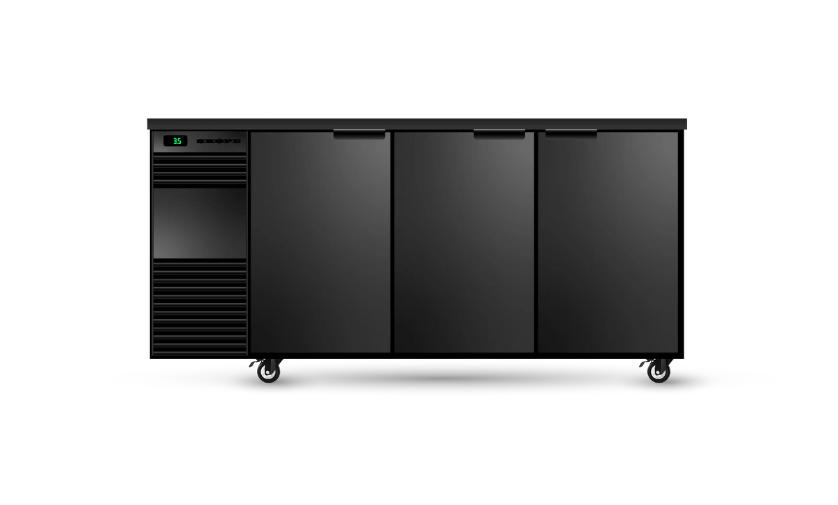 Skope BB.3.SSW, 3 Solid Swing Door Back Bar Fridge
