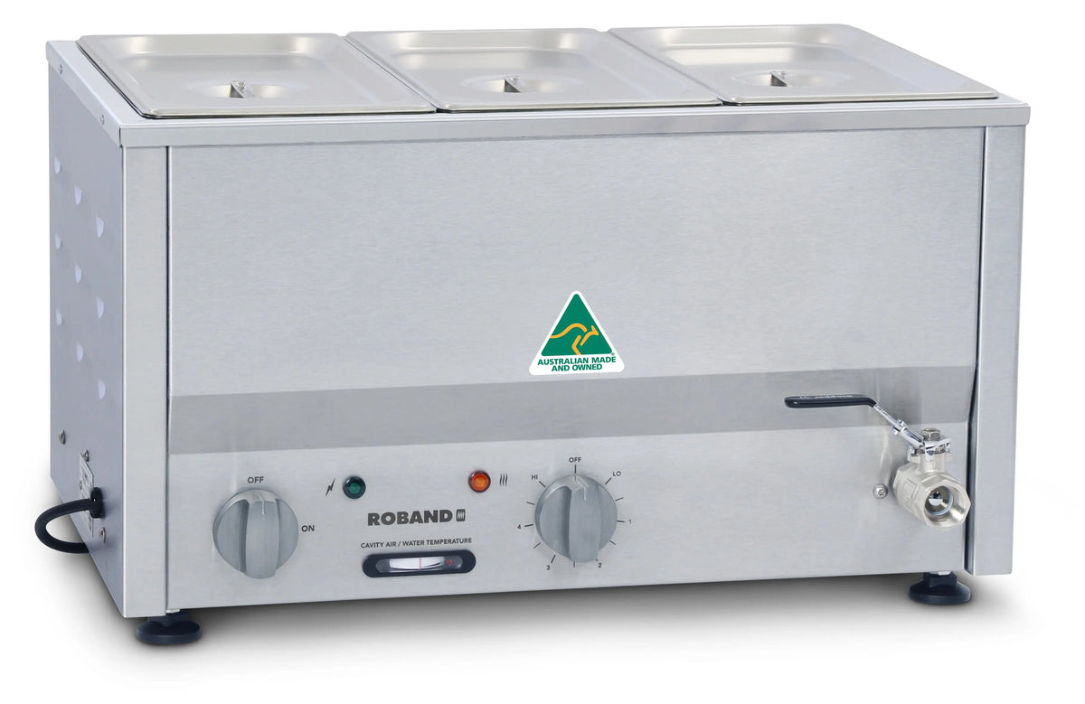 Roband BM2C Counter Top Bain Marie 2 x half size - 3 x 1/3 size, 150 mm pans