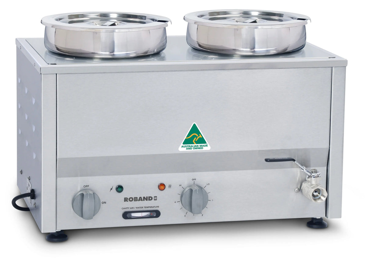 Roband BM2E Counter Top Bain Marie 2 x half size - 2 x 200mm round pots