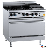 B+S K+ KOV-SB4-CBR3 Combination Oven with Four Open Burners and 300mm Char Broiler