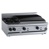 B+S Black BT-SB2-CBR6BM Combination Bench Mounted Two Open Burners and 600mm Char Broiler