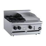 B+S Black BT-SB2-GRP3BM Combination Bench Mounted Two Open Burners and 300mm Grill Plate