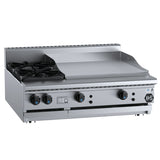 B+S Black BT-SB2-GRP6BM Combination Bench Mounted Two Open Burners and 600mm Grill Plate
