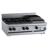 B+S Black BT-SB4-CBR3BM Combination Bench Mounted Four Open Burners and 300mm Char Broiler