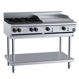 B+S Black BT-SB4-GRP6 Combination Four Open Burners and 600mm Grill Plate on Stand