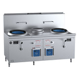B+S Black CCF-HP2+1 Double Hole Hipac Wok with Centre Pot and Prep Table