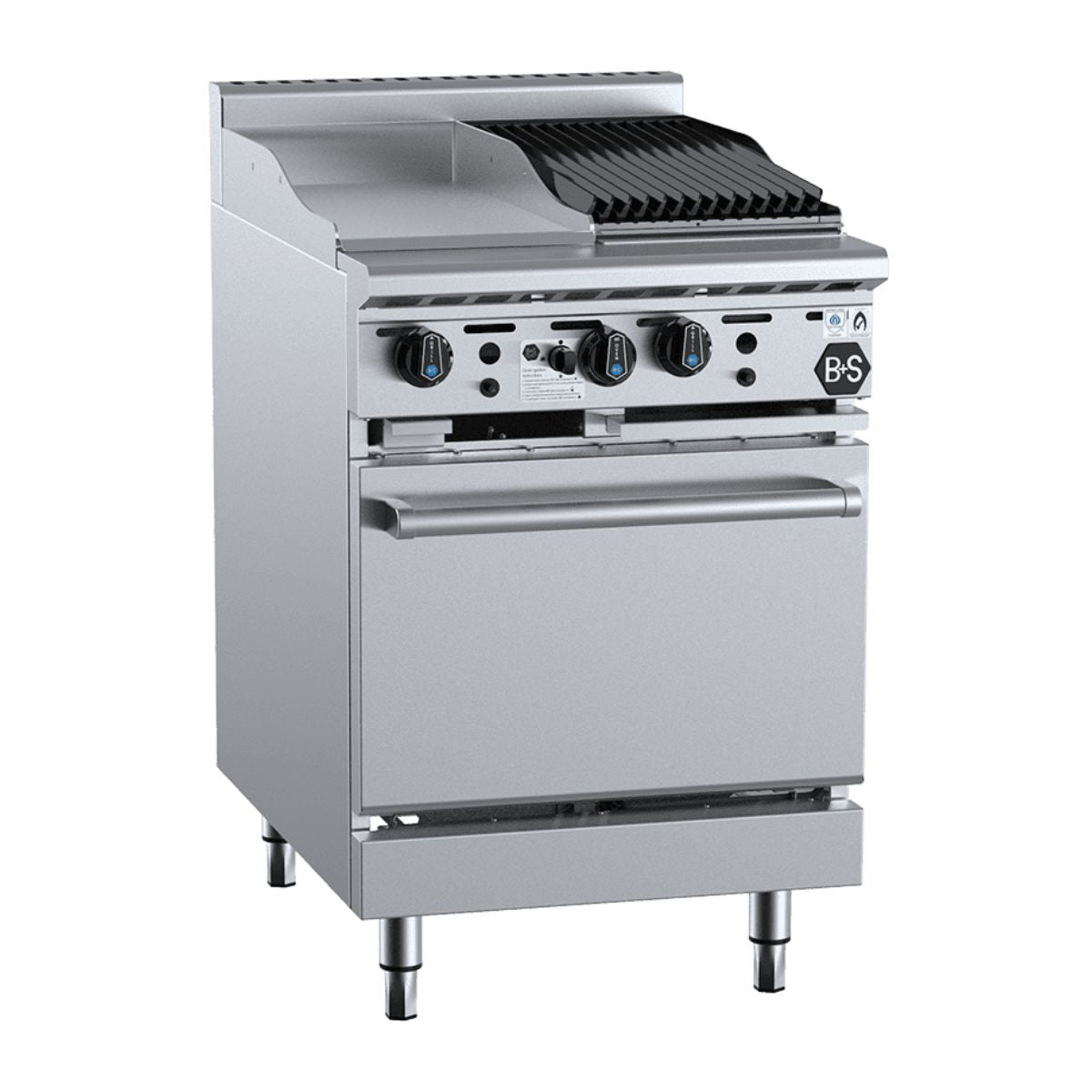 B+S Black OV-GRP3-CBR3 Combination Oven with 300mm Grill Plate and 300mm Char Broiler