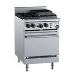 B+S Black OV-SB2-CBR3 Combination Oven with Two Open Burners and 300mm Char Broiler