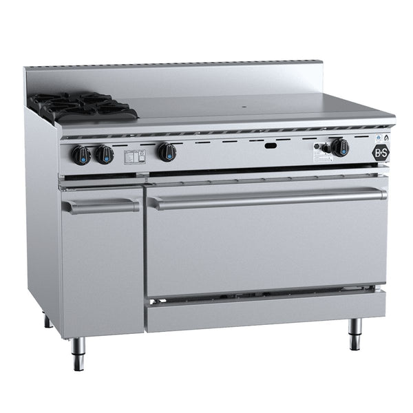 B+S Black OV-SB2-TT9 Combination Oven with Two Open Burners and 900mm Target Top