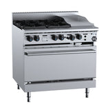 B+S Black OV-SB4-GRP3 Combination Oven with Four Open Burners and 300mm Grill Plate