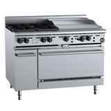 B+S Black OV-SB4-GRP6 Combination Oven with Four Open Burners and 600mm Grill Plate