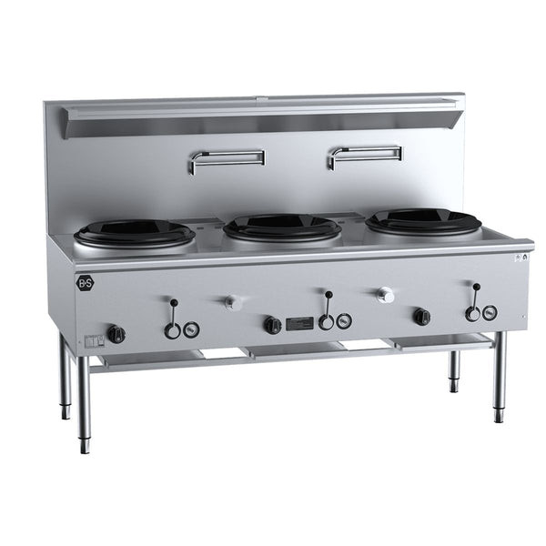 B+S Black UFWWD-3 Three Hole Deluxe Waterless Wok Table