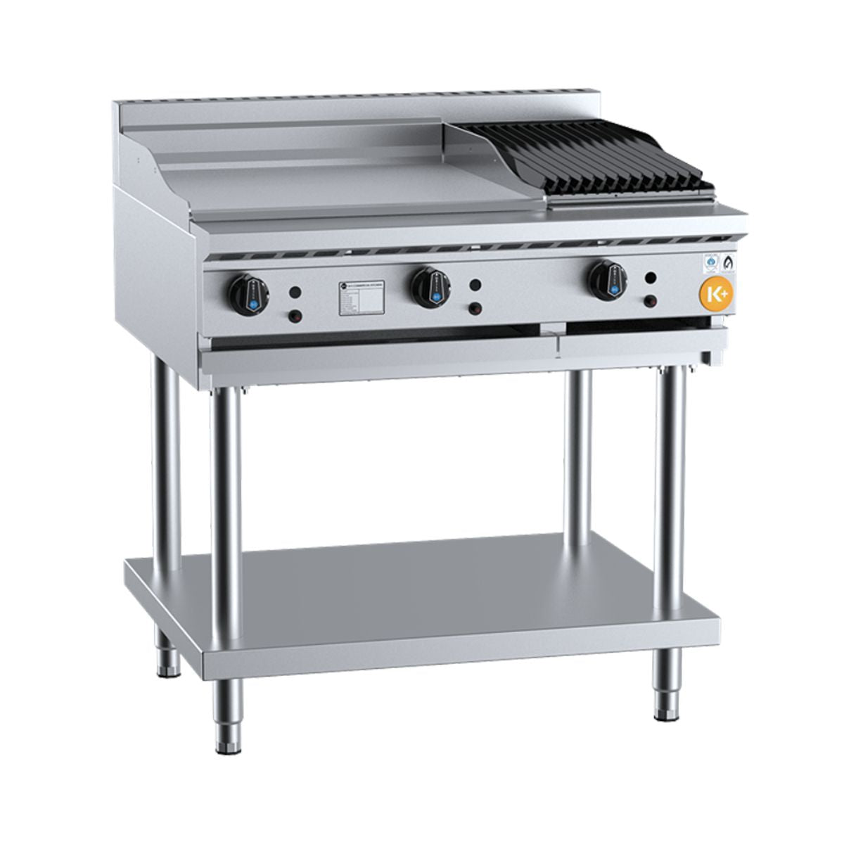 B+S K+ KBT-GRP6-CBR3 Combination 600mm Grill Plate and 300mm Char Broiler on Stand