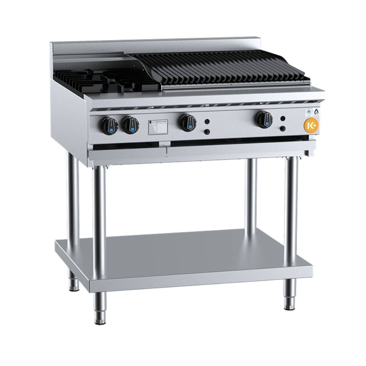 B+S K+ KBT-SB2-CBR6 Combination Two Open Burners and 600mm Char Broiler on Stand