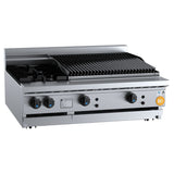 B+S K+ KBT-SB2-CBR6BM Combination Two Open Burners and 600mm Char Broiler Bench Mounted