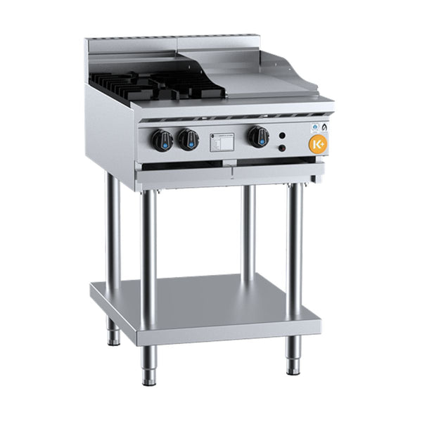B+S K+ KBT-SB2-GRP3 Combination Two Open Burners and 300mm Grill Plate on Stand