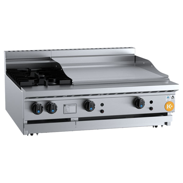 B+S K+ KBT-SB2-GRP6BM Combination Two Open Burners and 600mm Grill Plate Bench Mounted