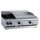 B+S Black BT-SB2-GRP6 Combination Two Open Burners and 600mm Grill Plate on Stand - image 3