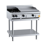 B+S Black BT-SB2-GRP6 Combination Two Open Burners and 600mm Grill Plate on Stand - image 2