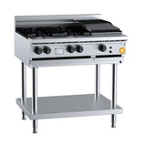 B+S K+ KBT-SB4-CBR3 Combination Four Open Burners and 300mm Char Broiler on Stand